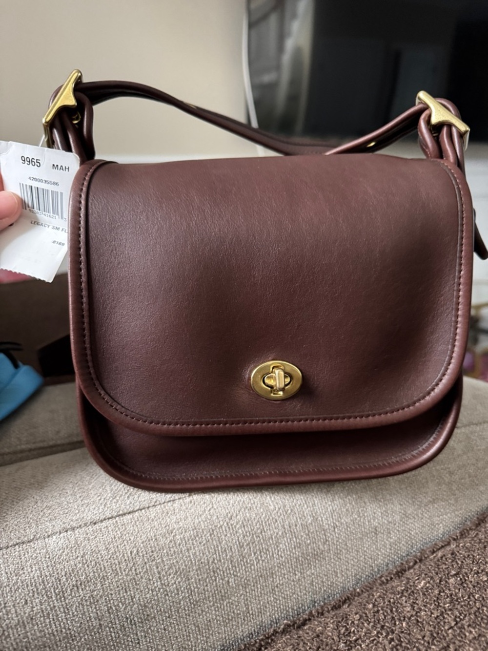 Coach legacy 9965 Mahogany Leather Crossbody Bag with Gold Turnlock